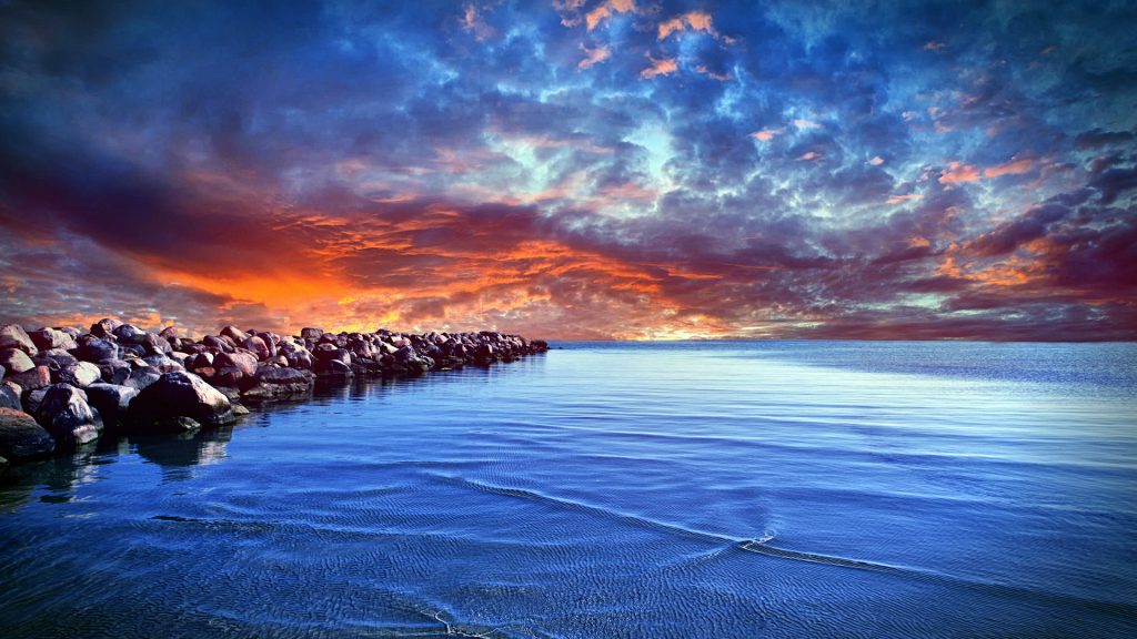 Calmful Sea Sunset Fhd Wallpaper