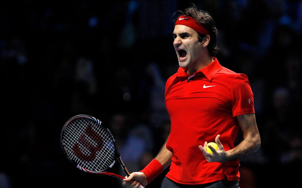 Goregeous Roger Federer In Tennis Court Fhd Wallpaper