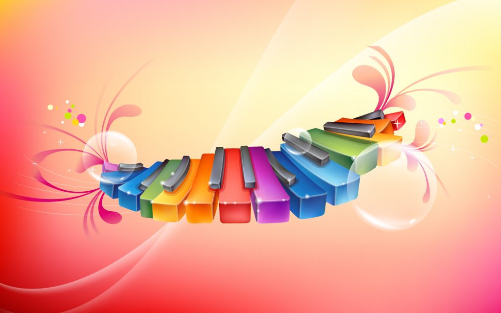 Multicolor Piano Vector Wallpaper
