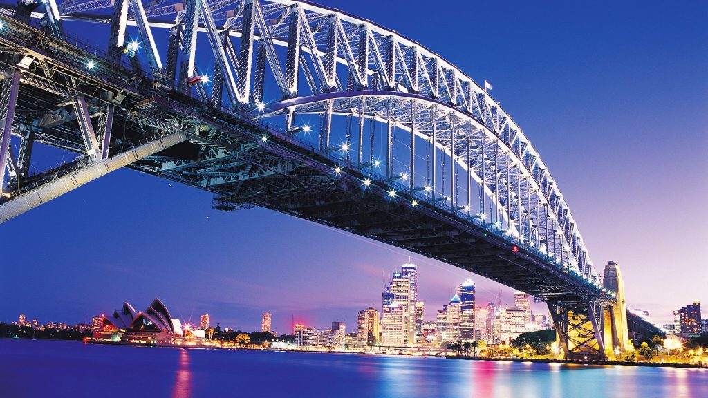 Amazing Sydney Bridge Lightings Fhd Wallpaper