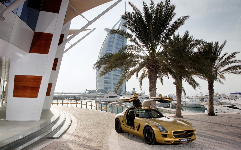 Aristocratic Vhehicle 2010 Mercedes Benz Sls Amg Desert Gold Fhd Wallpaper