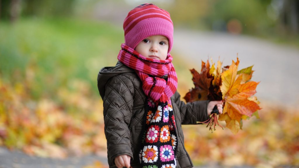 Beautiful Girl Baby With Autumn Leaves Uhd 4k Wallpaper