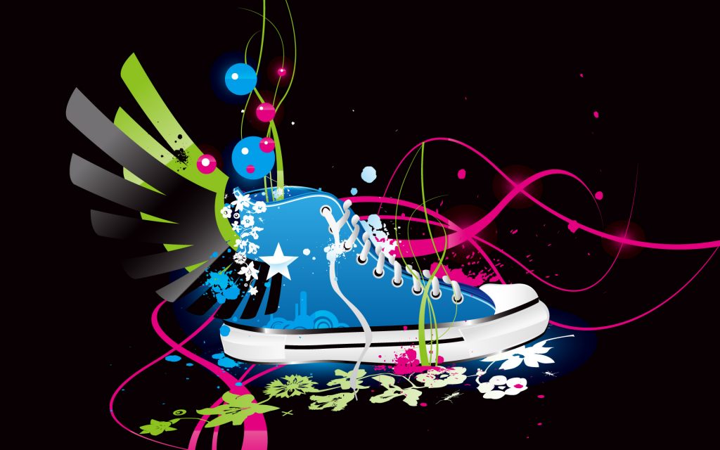 Blue Shoe On Dark Sky Fhd Vector Wallpaper