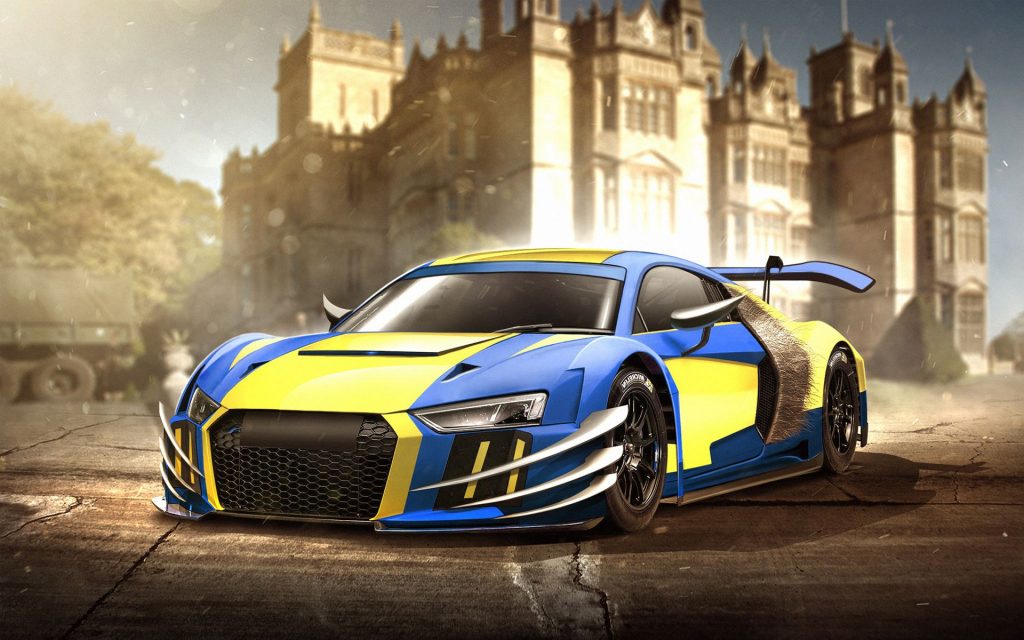 Blue Yellow Graphic Patteren Audi R8 Wolverine Fhd Wallpaper