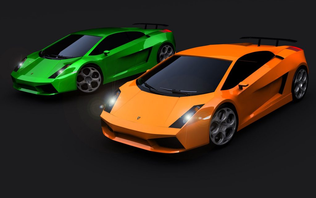 Bright Green And Orange Dual Lamborghini Gallardo 2007 Fhd Wallpaper