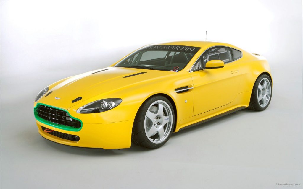 Bright Yellow Stylish Aston Martin V8 Vantage N24 3 Fhd Wallpaper