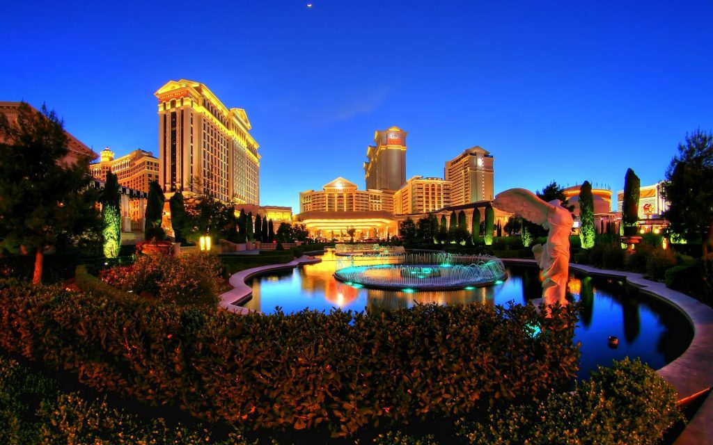 Caesars Palace Las Vegas Hotel Dazzling Night View Fhd Wallpaper