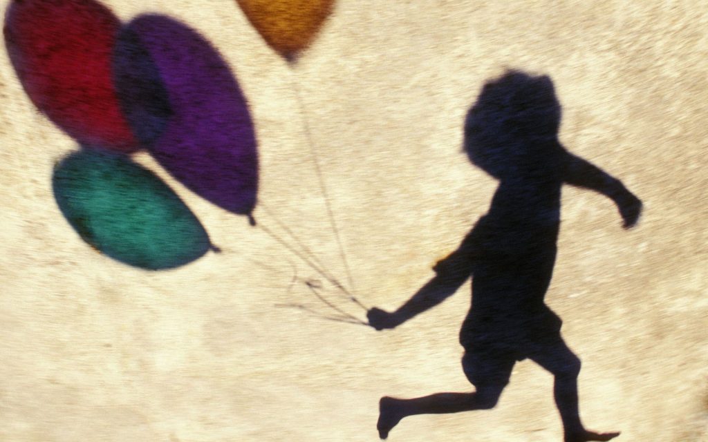 Child Play With Balloons Silhouette Fhd Wallpapers