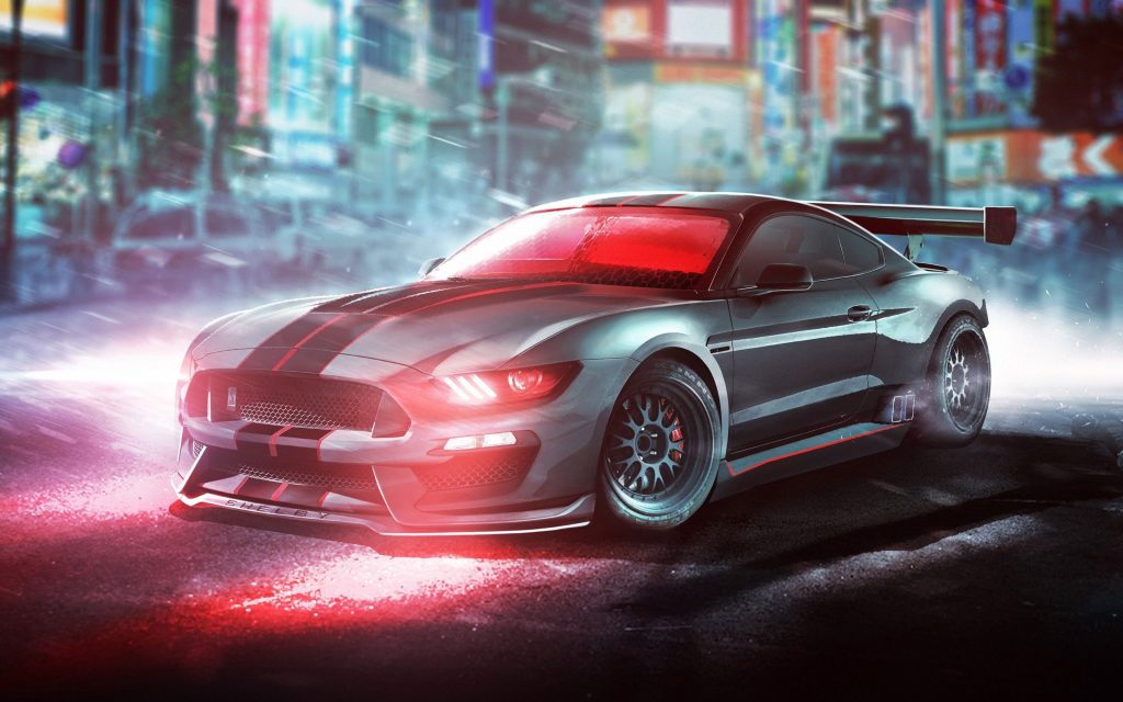 Creative Red Graphics Ford Shelby Mustang Gt350r Fhd Wallpaper