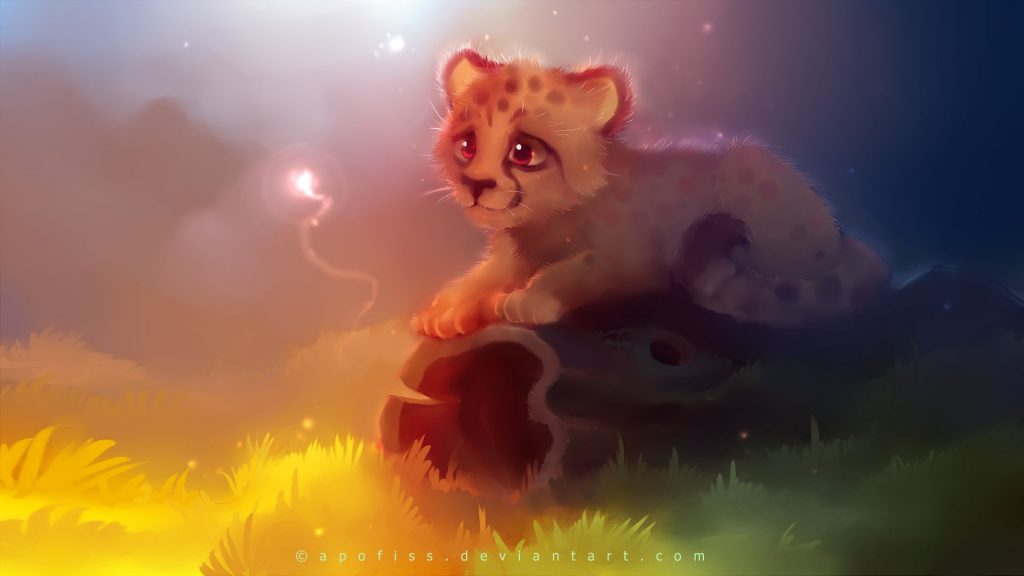 Cute Animatic Kid Cheetah Fhd Wallpaper