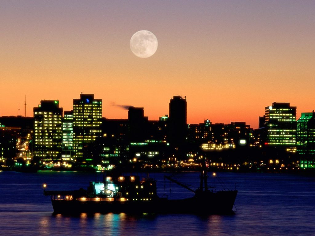 Cute Fullmoon On Early Morning Halifax Nova Scotia Canada Hd Wallpaper