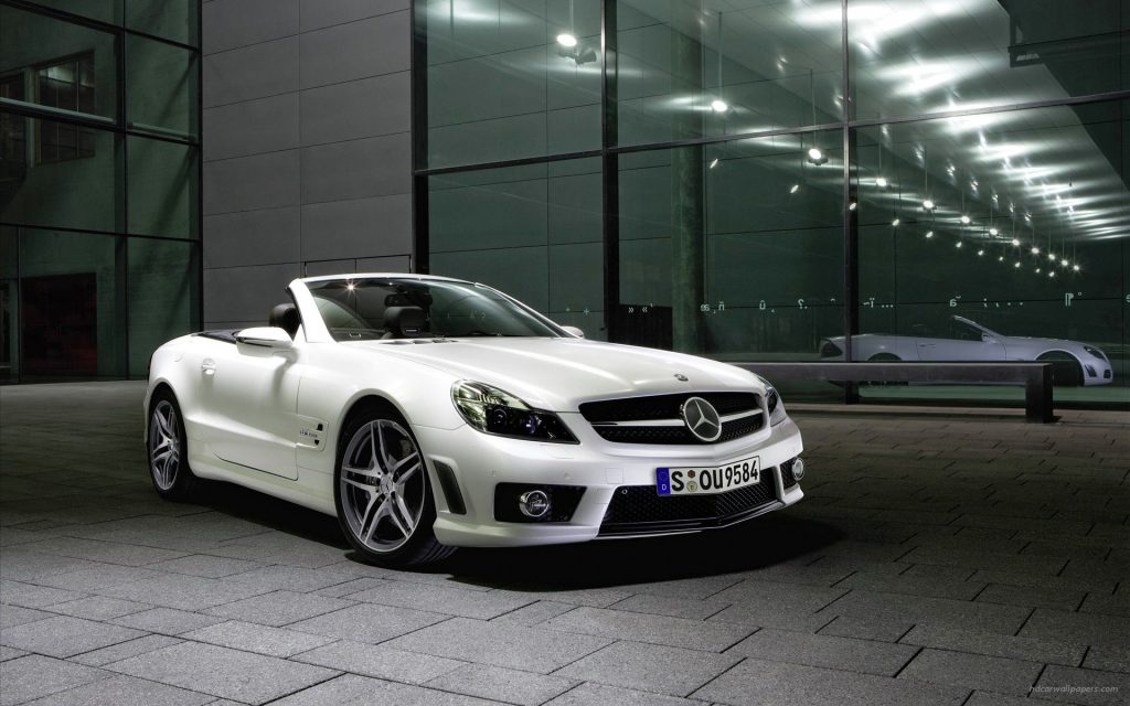 Cute Showy White Mercedes Benz Sl63 Amg Convertible 2 Fhd Wallpaper