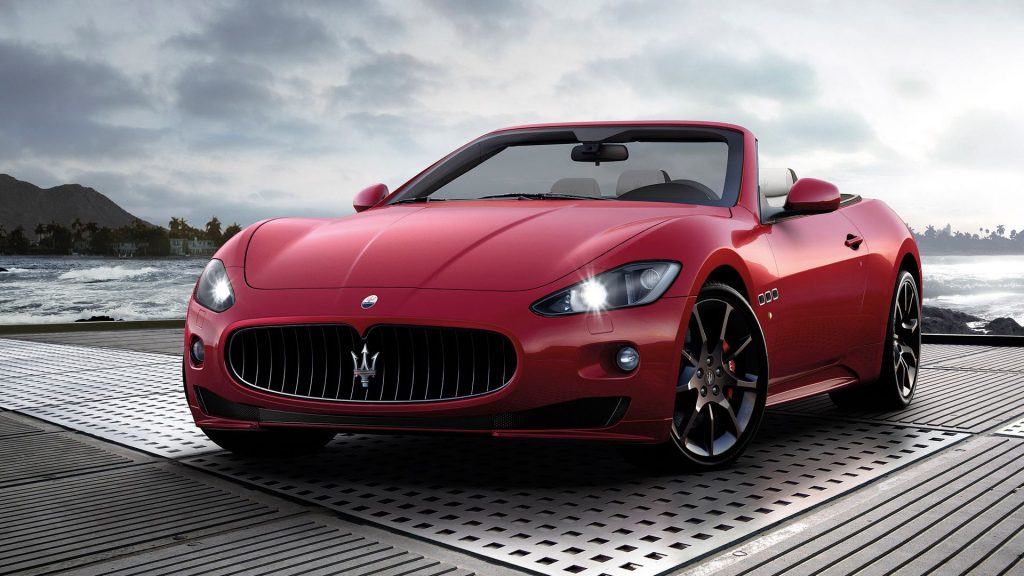 Dark Red Stylish 2012 Maserati Grancabrio Sport Car Fhd Wallpaper