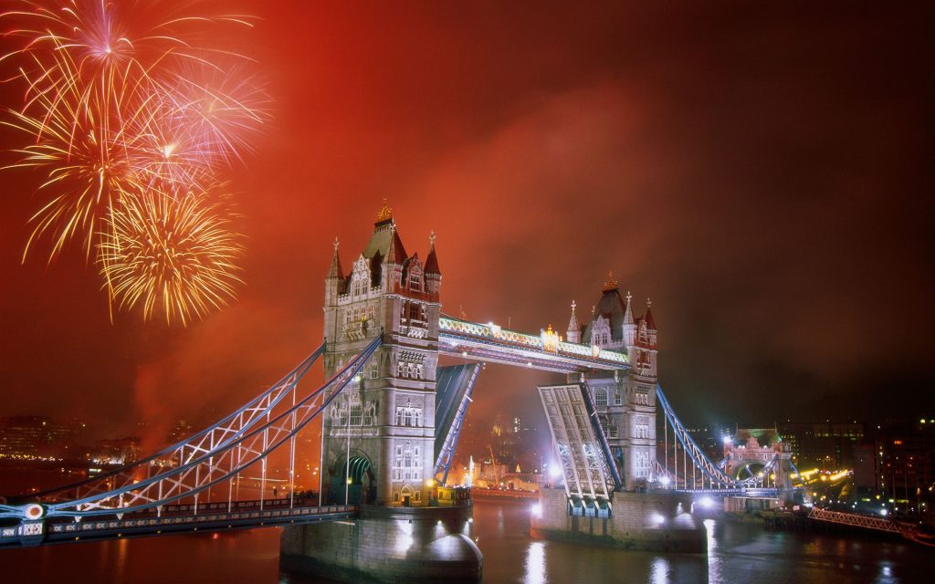 Dazzling Celebrations Night Tower Bridge Fhd Wallpaper