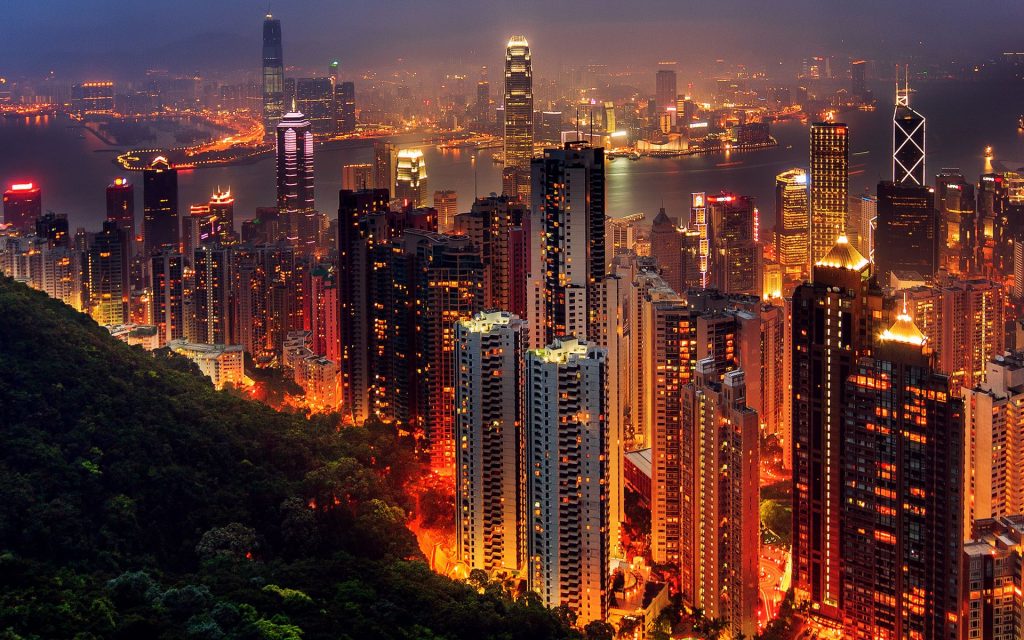 Dazzling Night City Hong Kong Fhd Wallpaper