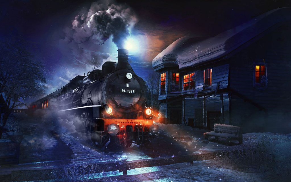 Digital Coal Train In Dark Fhd Wallpaper