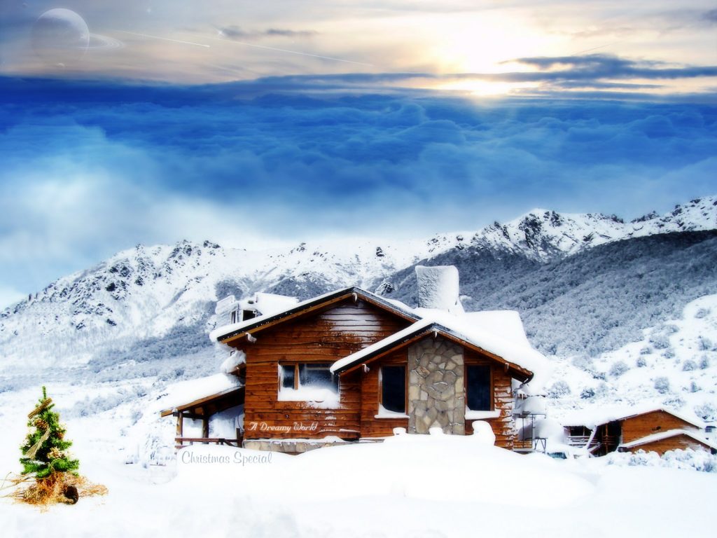 Dreamy White Snowy House Hd Wallpapers