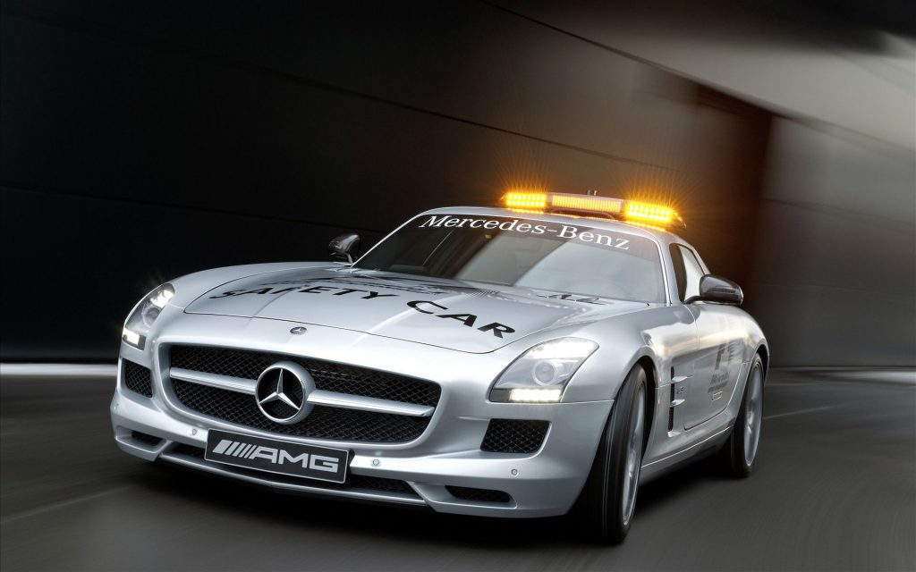 Elegant White Pride 2010 Mercedes Benz Sls Amg F1 Safety Car Fhd Wallpaper