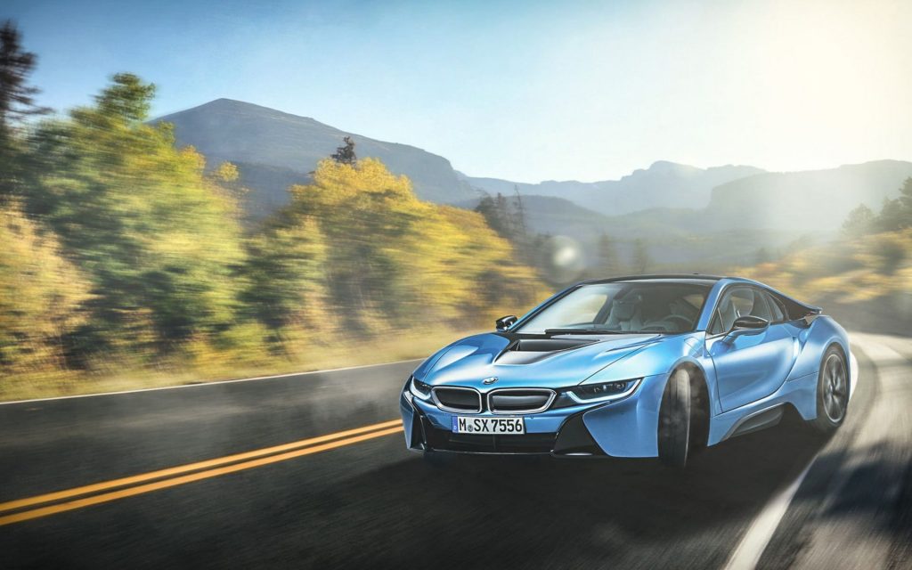 Energetic Ocean Blue Bmw I8 Fhd Wallpaper