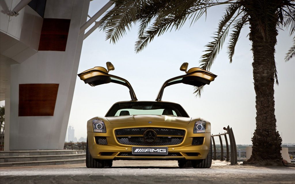 Enthusiastic Yellow 2010 Mercedes Benz Sls Amg Desert Gold 2 Fhd Wallpaper