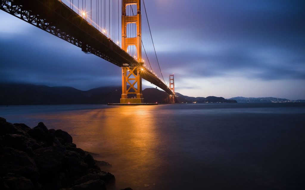 Fabulous Night Lights Golden Gate Bridge San Fransisco Fhd Wallpaper