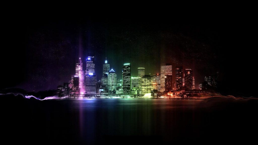 Fabulous Rainbow Lights City Fhd Wallpaper