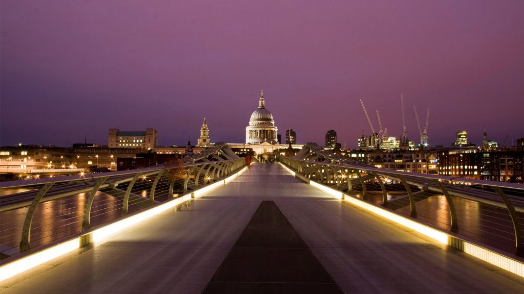 Flashy Pink Millennium Bridge London Fhd Wallpaper