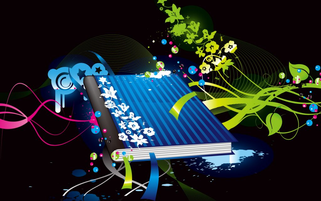 Floral Vector And Book Fhd Wallpaper
