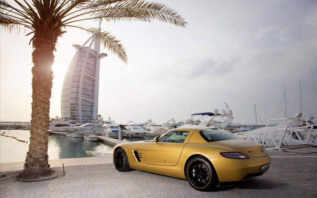 German Luxury 2010 Mercedes Benz Sls Amg Desert Gold 3 Fhd Wallpaper