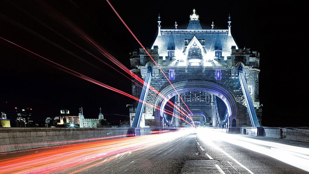 Glittering London Tower Bridge Razer Lights Fhd Wallpaper