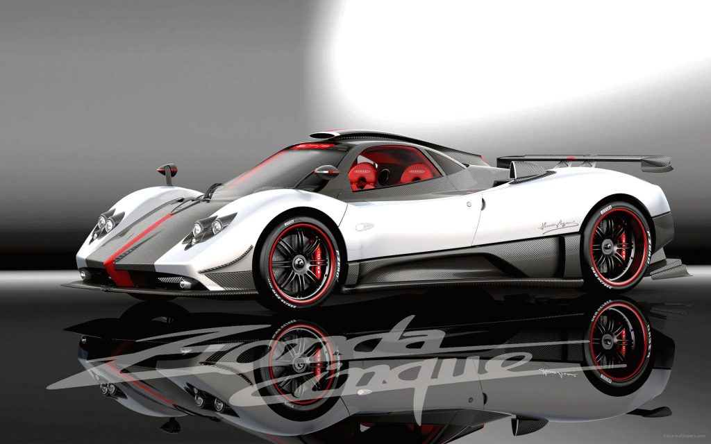 Glossy White Pagani Zonda Cinque Fhd Wallpaper