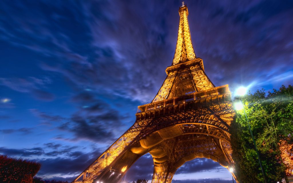 Golden Lighting Effect Eiffel Tower Fhd Wallpaper