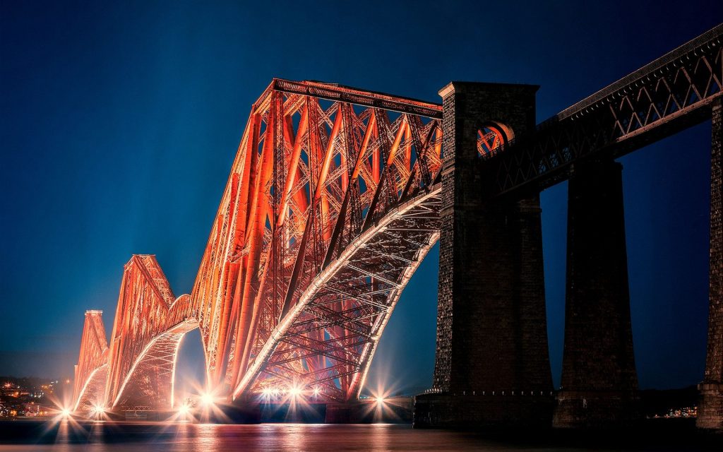 Golden Orange The Forth Bridge Edinburgh Fhd Wallpaper