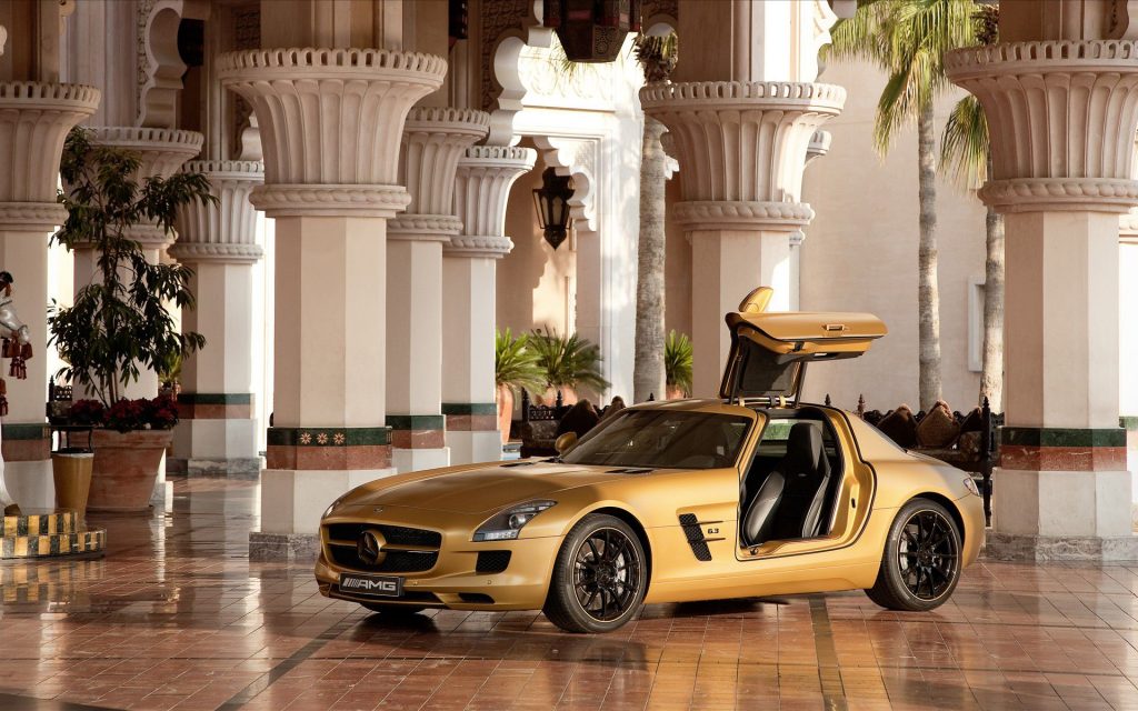 Golden Prestiage 2010 Mercedes Benz Sls Amg Desert Gold 4 Fhd Wallpaper