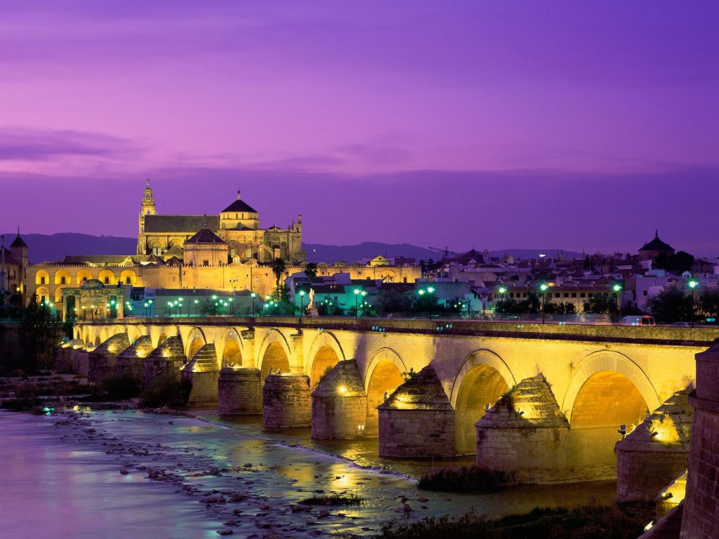 Golden Roman Bridge Guadalquivir River Spain Hd Wallpaper