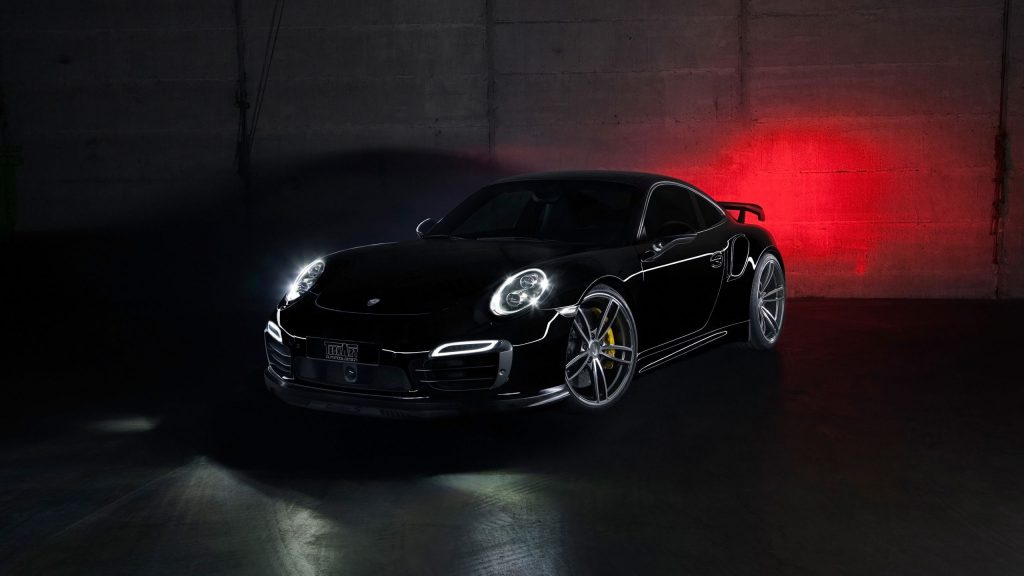 Gorgeous Black Techart Porsche 911 Turbo 2 Fhd Wallpaper