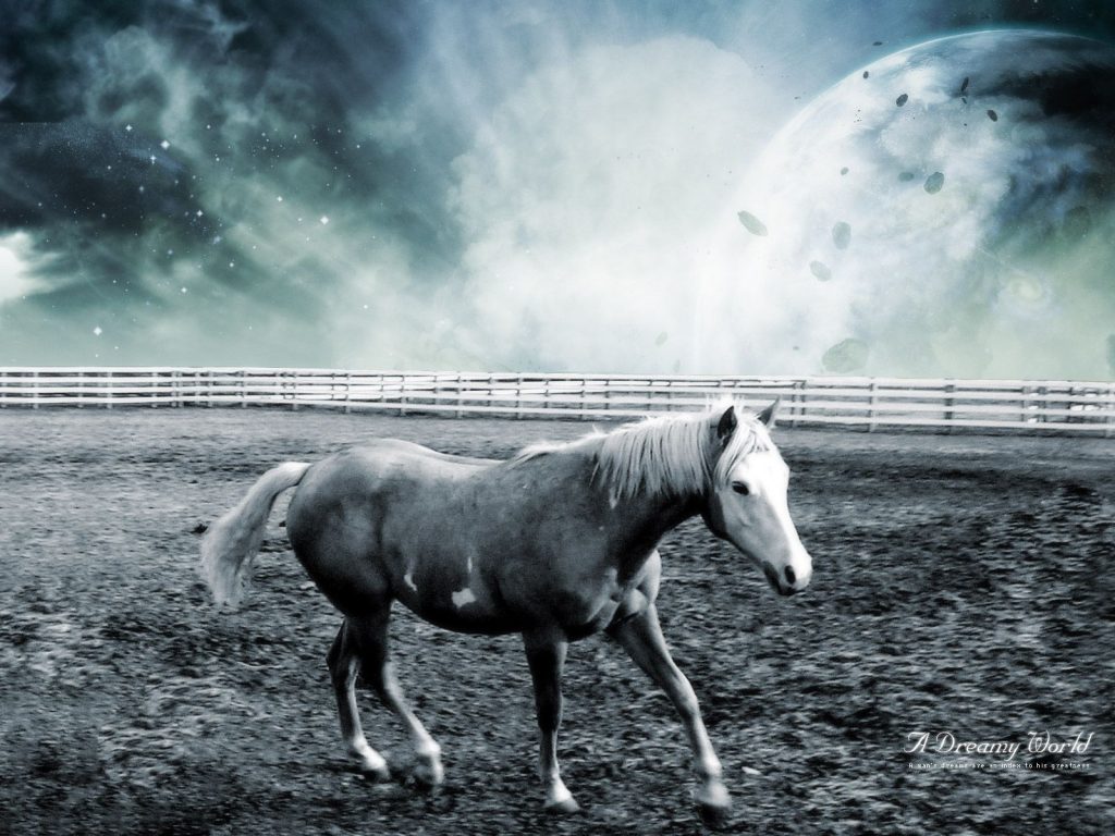 Graphic Horse At Planet Background Hd Wallpaper