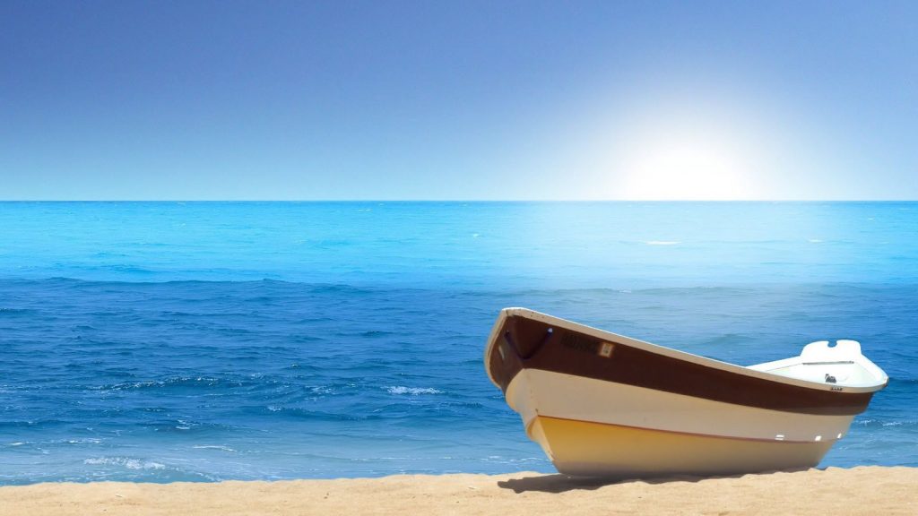 Hot Sunny Beach With Fine Boat Hd Wallpaper