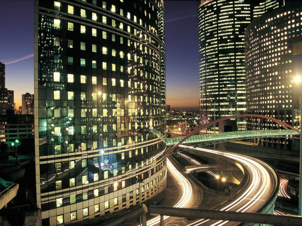 La Defense Busy City Paris Night Hd Wallpaper