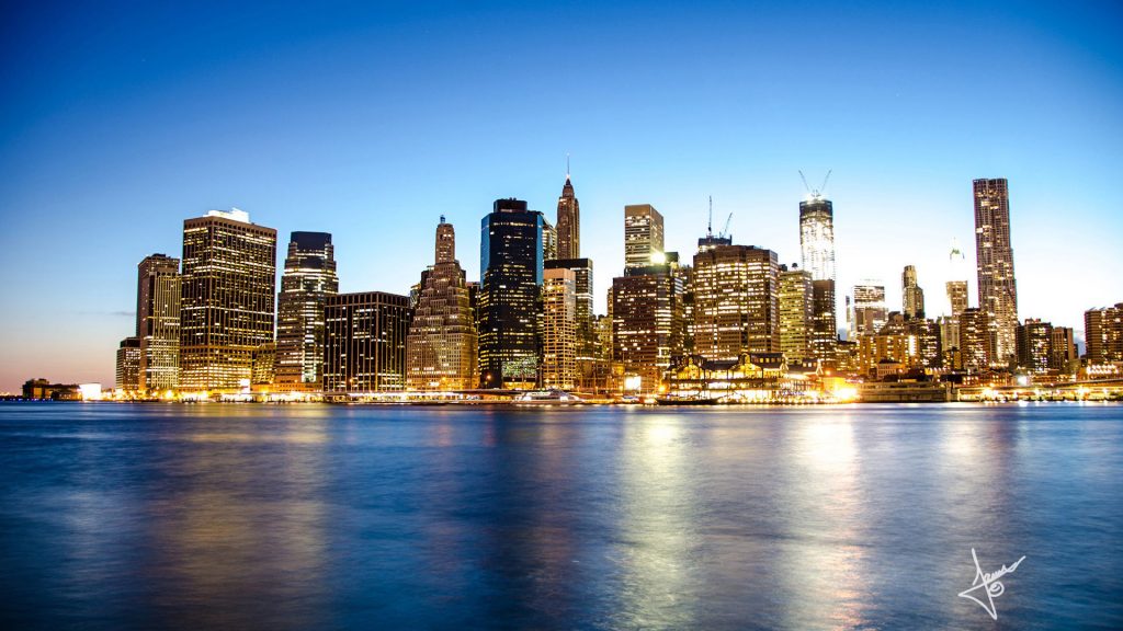 Manhattan City New York Blue Sky Fhd Wallpaper