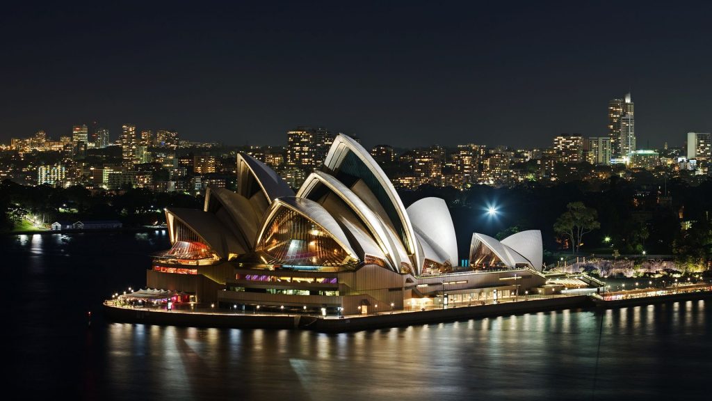 Marvelous Night Lighting Sydney Opera House Fhd Wallpaper