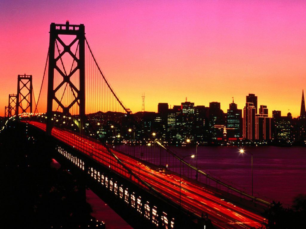 Multicolour Sky Treasure Island View Bay Bridge San Francisco Hd Wallpaper