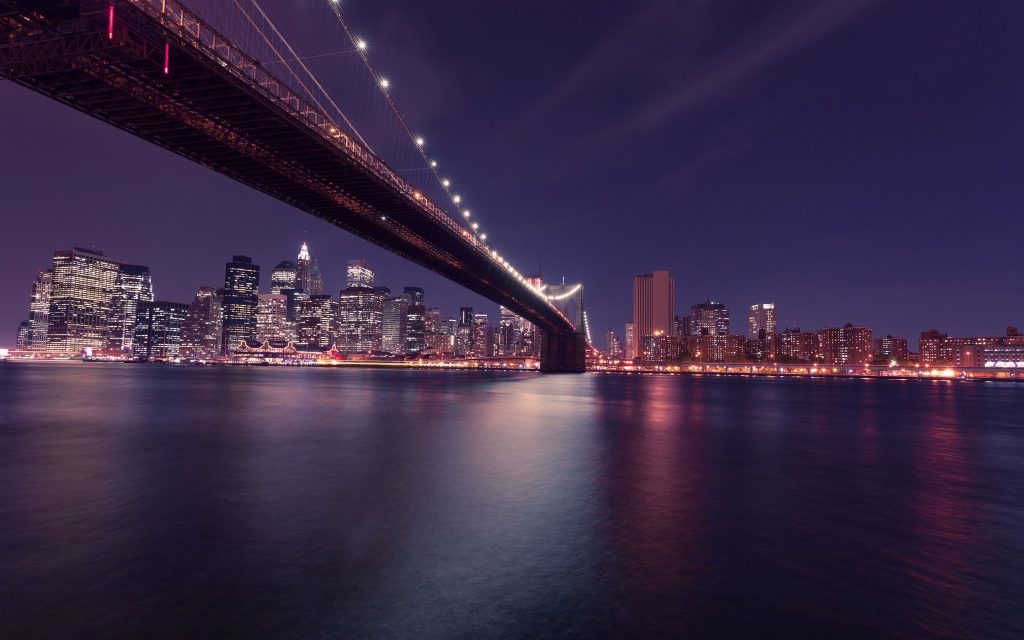 Night View Brooklyn Bridge Manhattan New York Fhd Wallpaper