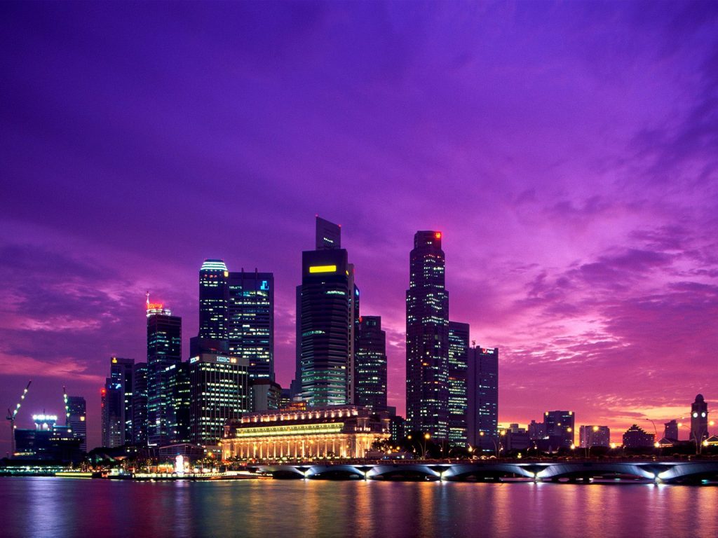 Outstanding Twilight View Of Modern City Singapore Hd Wallpaper