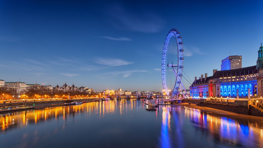 Picturesque Night View Millennium Wheel Fhd Wallpaper