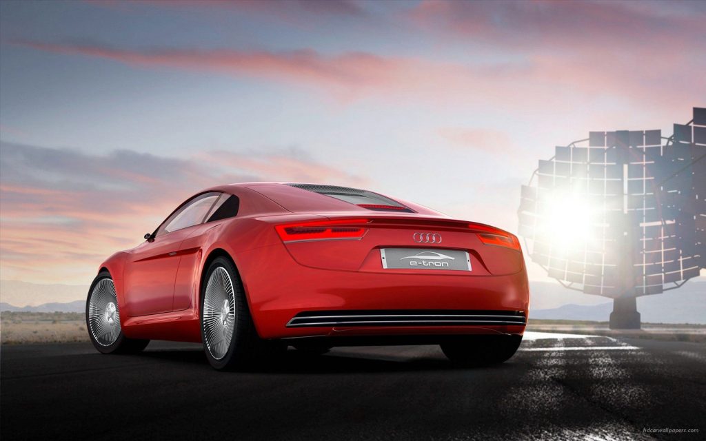 Red Colour Back View Audi E Tron 8 Fhd Wallpaper