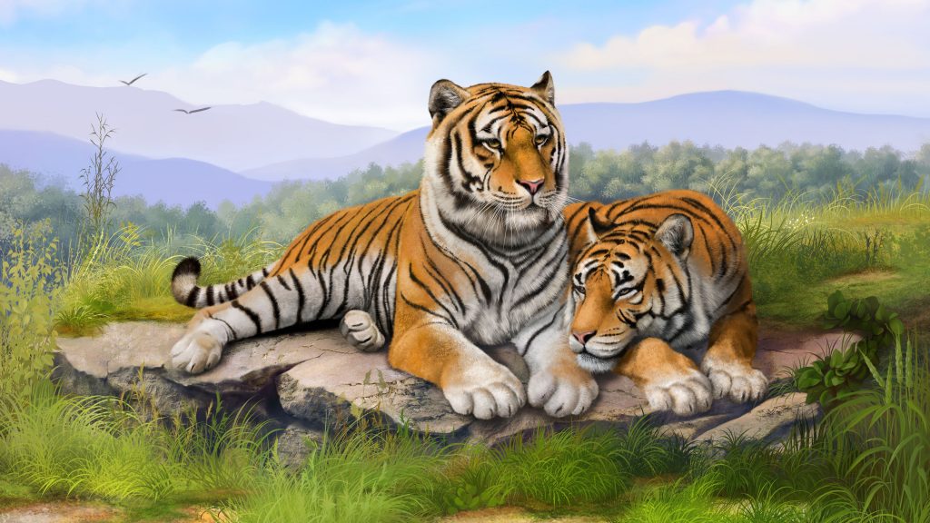 Relaxing Tigers Digital Art 4k Uhd Wallpaper