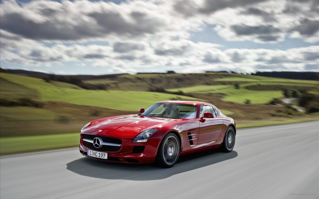 Royal Red 2011 Mercedes Benz Sls Fhd Wallpaper