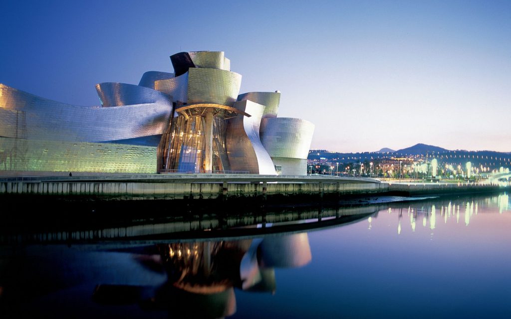 Scenic Calm Reflects Guggenheim Museum Bilbao Spain Fhd Wallpaper