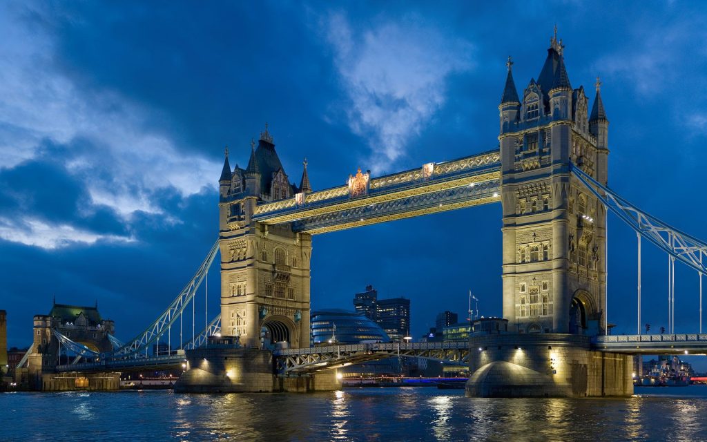 Shinging Gold Tower Bridge London Twilight Fhd Wallpaper